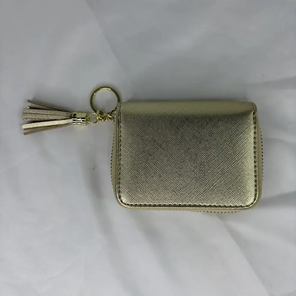 Unbranded Metallic Gold Pleather Credit Card Holder Wallet